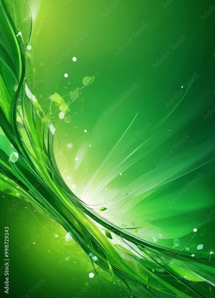Aufkleber a vibrant, abstract green background with a dynamic, flowing pattern of curved lines and splashes of light, creating a sense of movement and energy