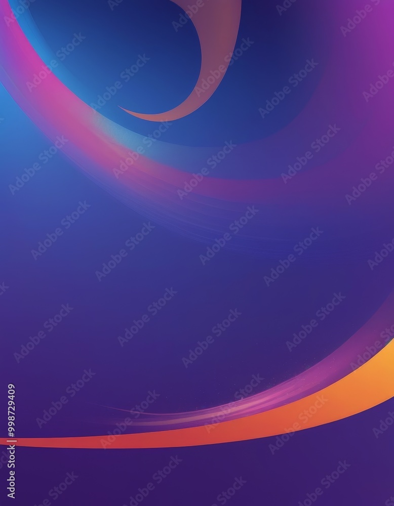 Poster a vibrant abstract composition with a gradient of blue, purple, and orange hues the central focus is