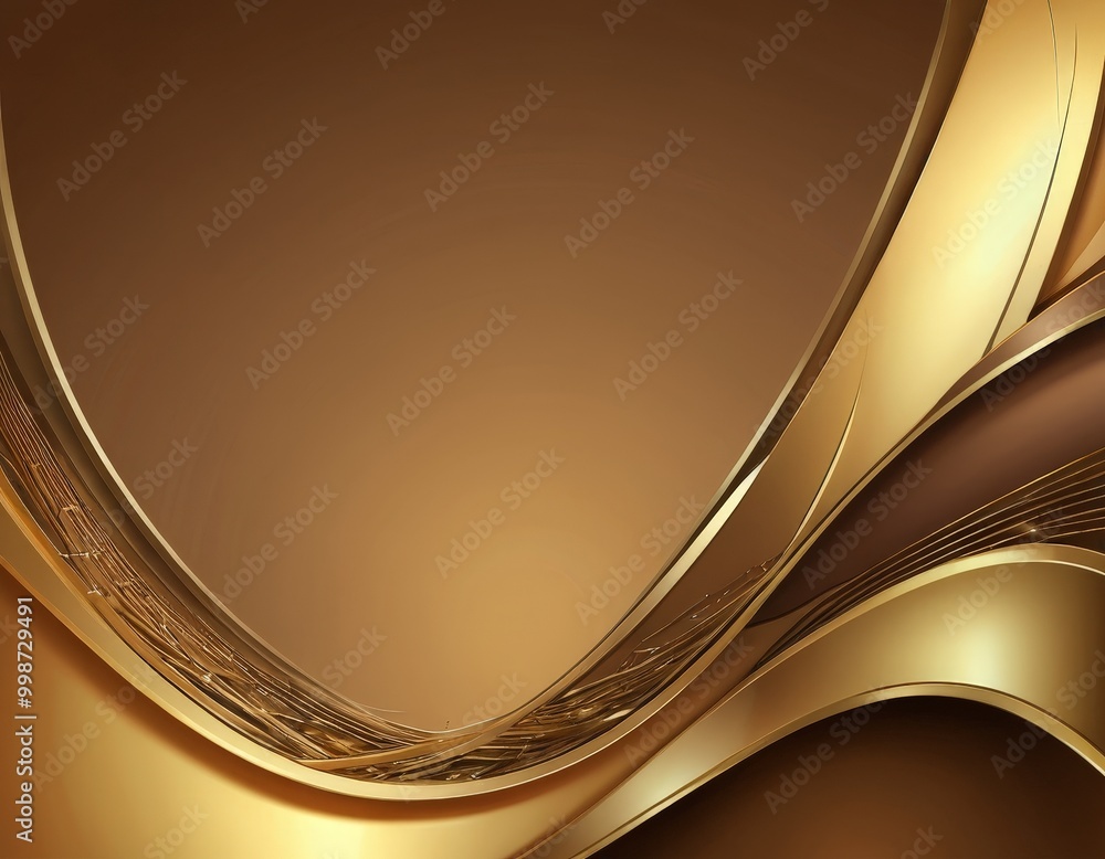 Poster a golden abstract background with a gradient of warm brown tones, creating a sense of depth and movement. The curved lines and patterns add a dynamic element to the composition.