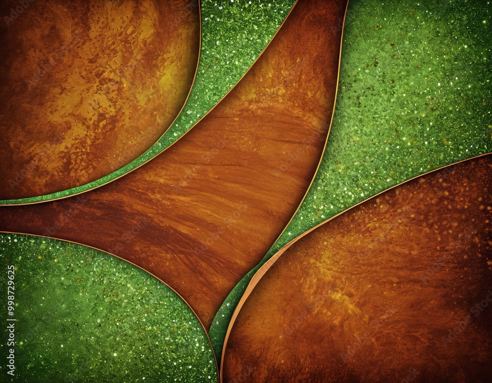 Leinwandbilder a vibrant abstract composition with overlapping brown and green shapes, creating a dynamic and visually striking effect