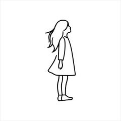 single one line Children silhouette on white background
