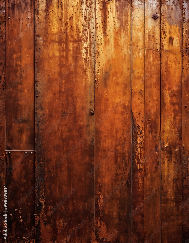 Poster a close-up view weathered wooden surface with a rusty, textured appearance