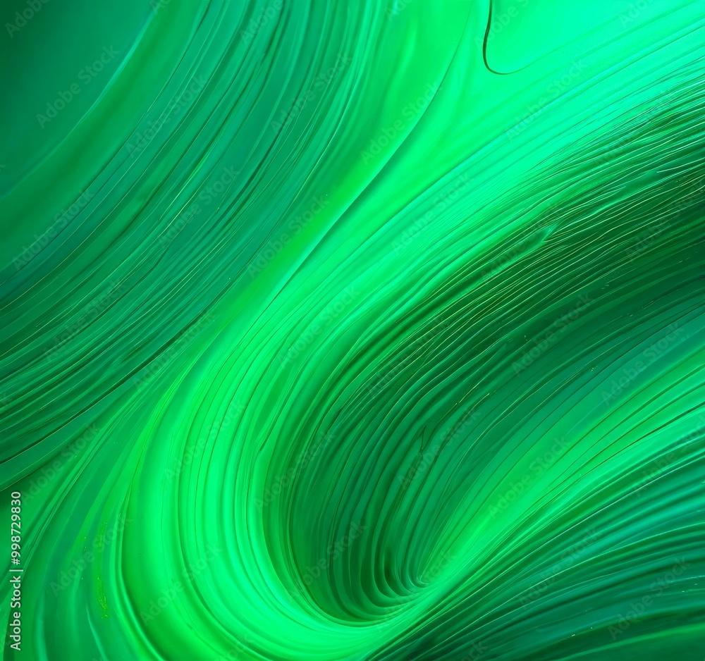 Poster a vibrant abstract pattern composed of curved lines and swirls in a deep green color, creating a sense of movement and dynamism