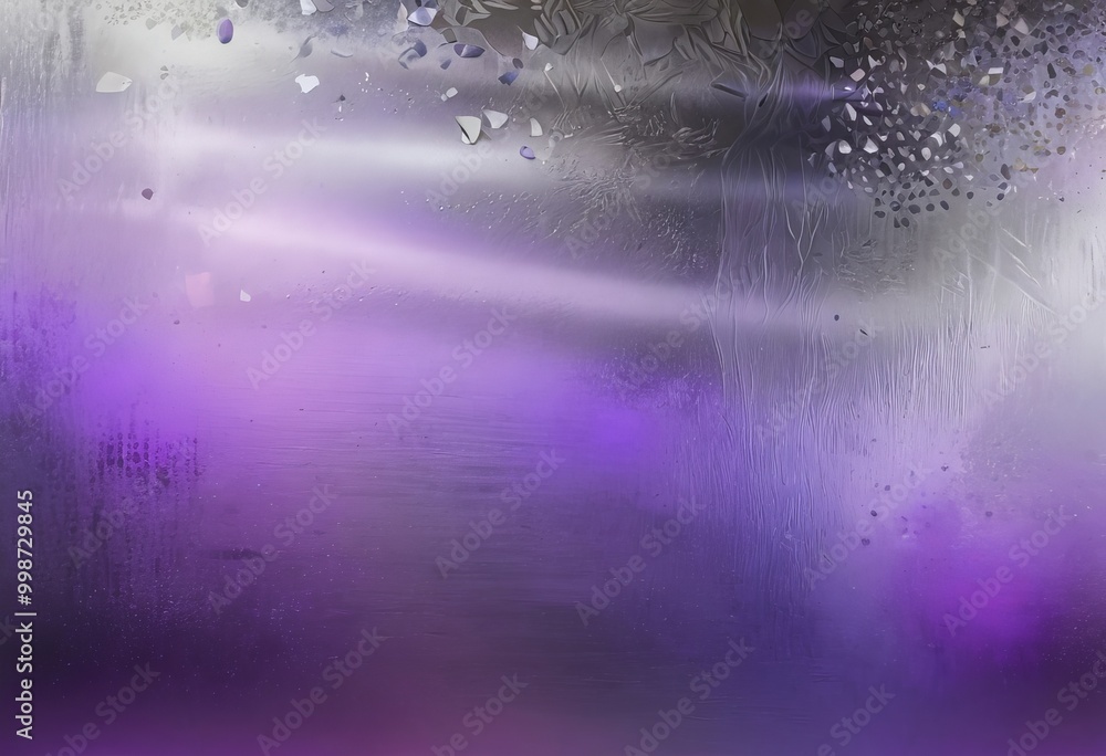 Poster a purple and gray abstract background with a tree-like pattern and scattered white and gray shapes