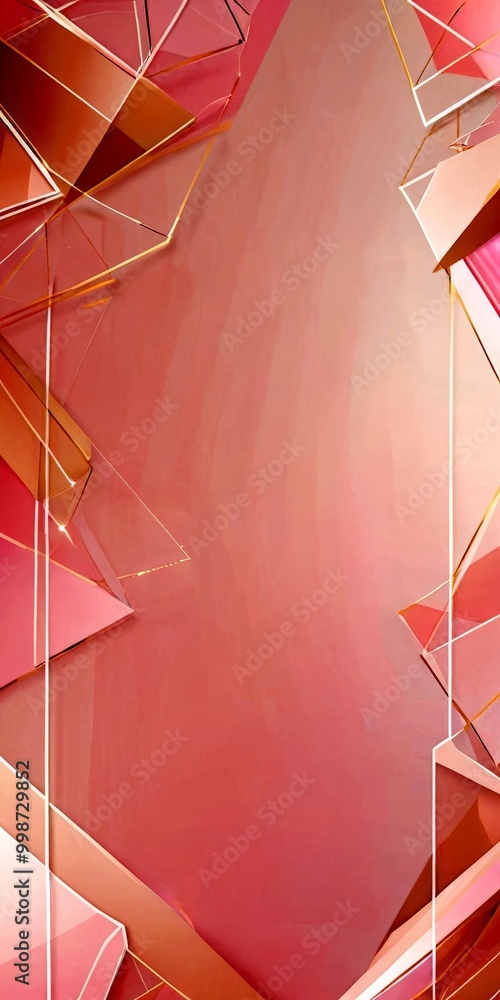 Aufkleber a pink and gold abstract background with a geometric pattern of intersecting lines and shapes