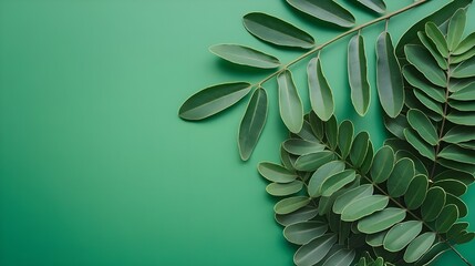 Green Leaves on Green Background   Natural Minimalist Design