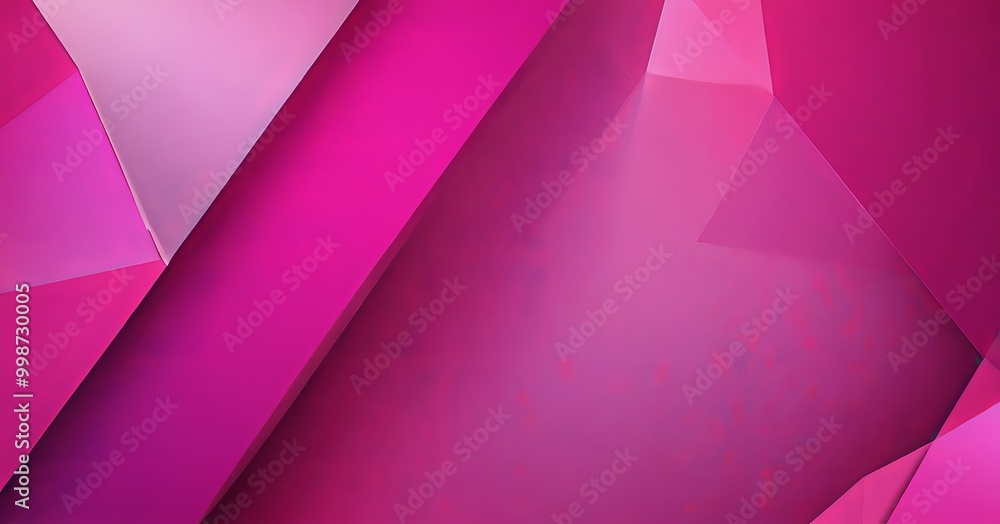 Poster a vibrant abstract composition of overlapping geometric shapes in shades of pink and purple, creatin