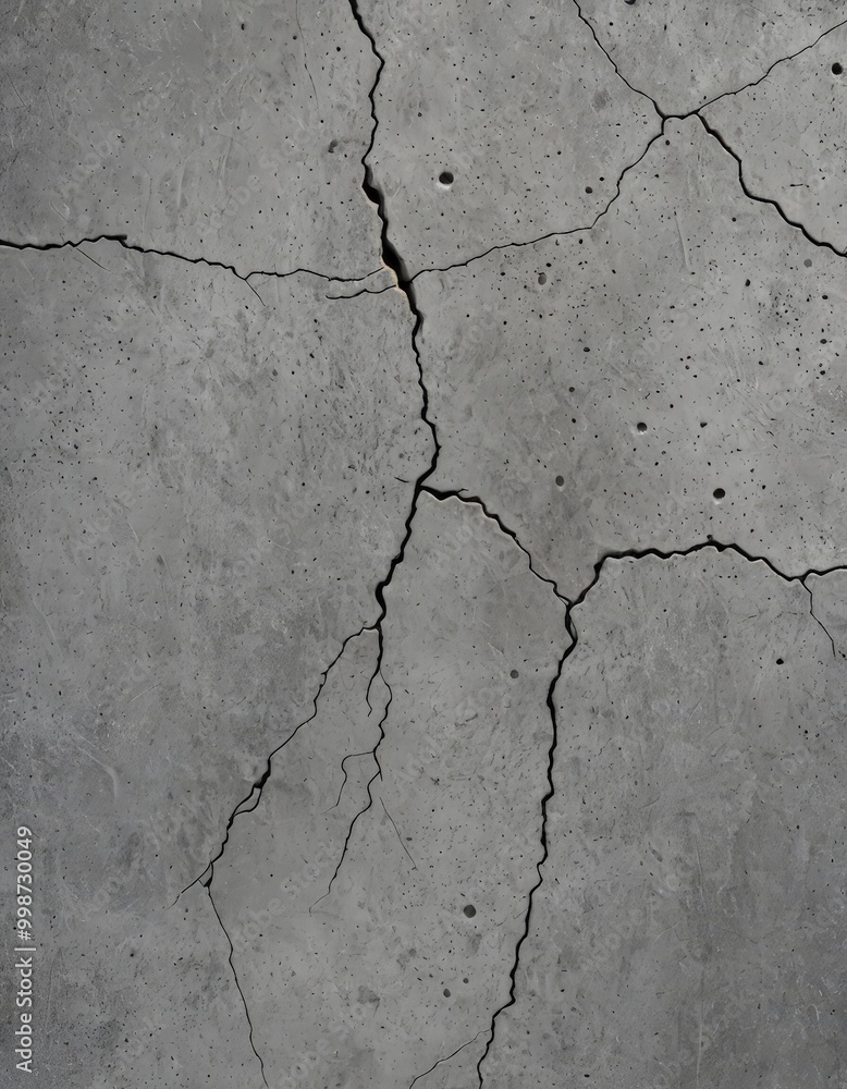 Poster a close-up view concrete surface with visible cracks and crevices, conveying a sense of wear and tea
