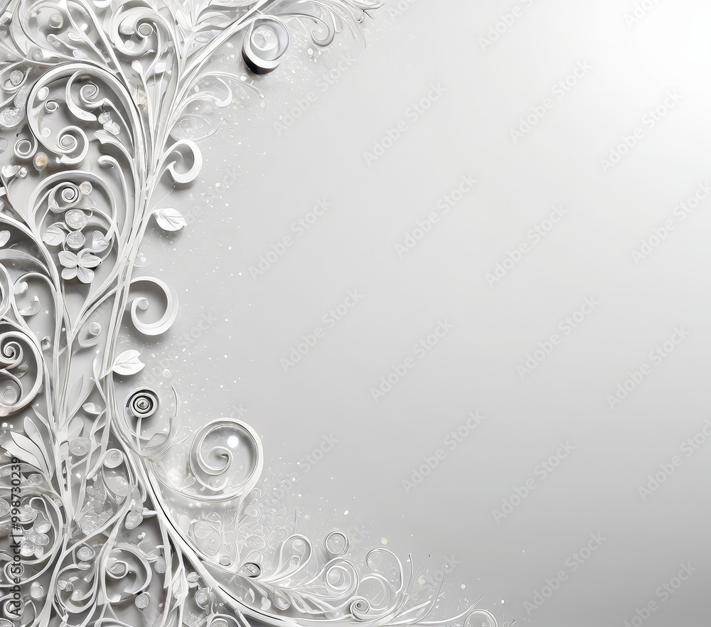 Aufkleber a decorative white border with intricate floral and swirling patterns, creating a visually appealing