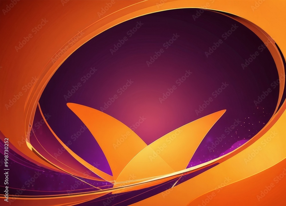 Wall mural a vibrant abstract composition with a gradient of orange and purple hues, accented by a central yell