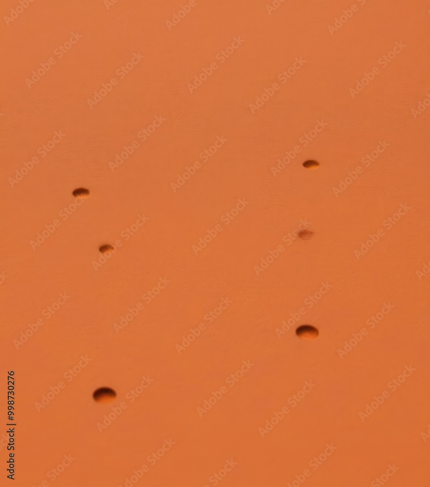 Poster a close-up view textured orange surface with small circular holes, creating a sense of depth and dimension