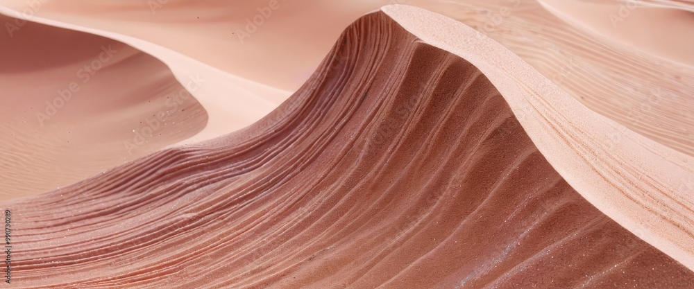 Leinwandbilder a close-up view of sand dunes in a desert, with a light pink hue and intricate patterns created by t