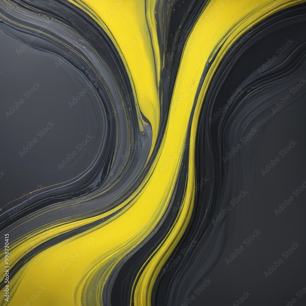 Poster a striking abstract composition of black and yellow lines and swirls, creating a dynamic and visually captivating effect