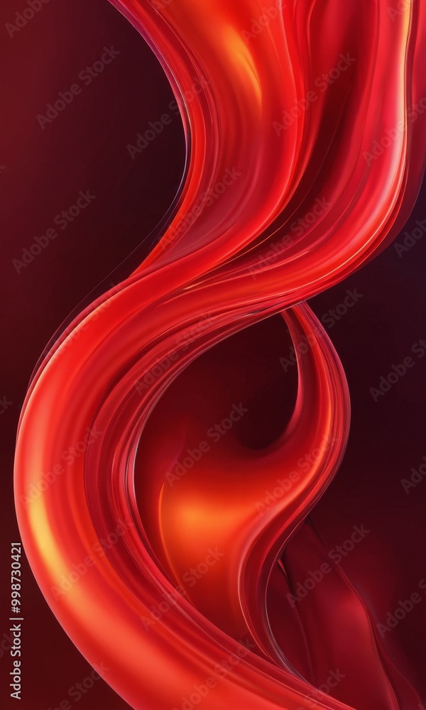Poster a striking abstract composition of red and orange hues, with a dark background that accentuates the 