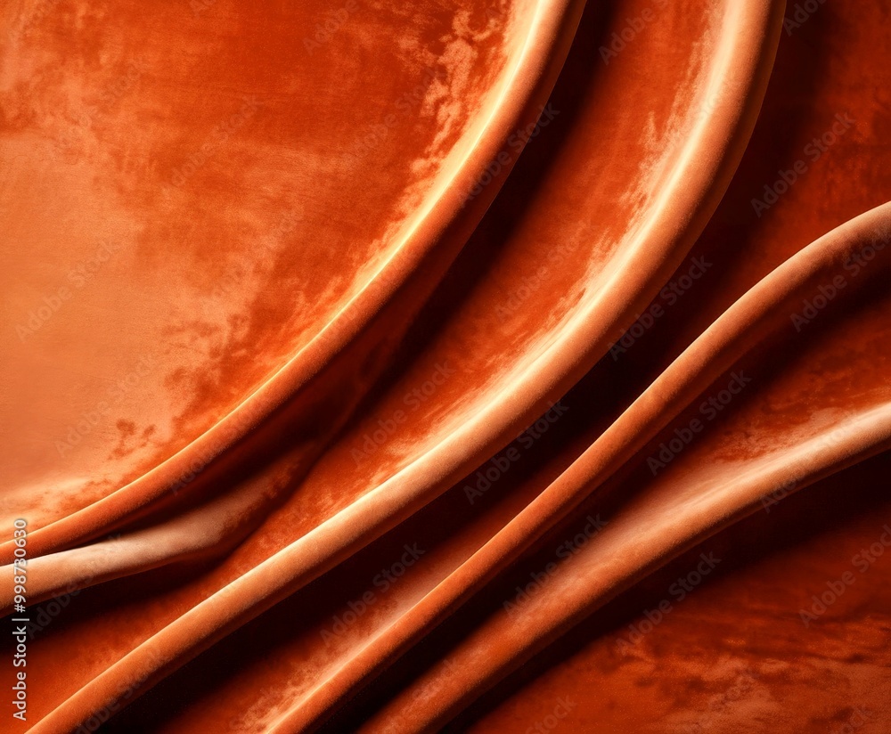 Poster a close-up view textured fabric surface, with a reddish-brown hue and a wavy pattern that creates a sense of movement and depth
