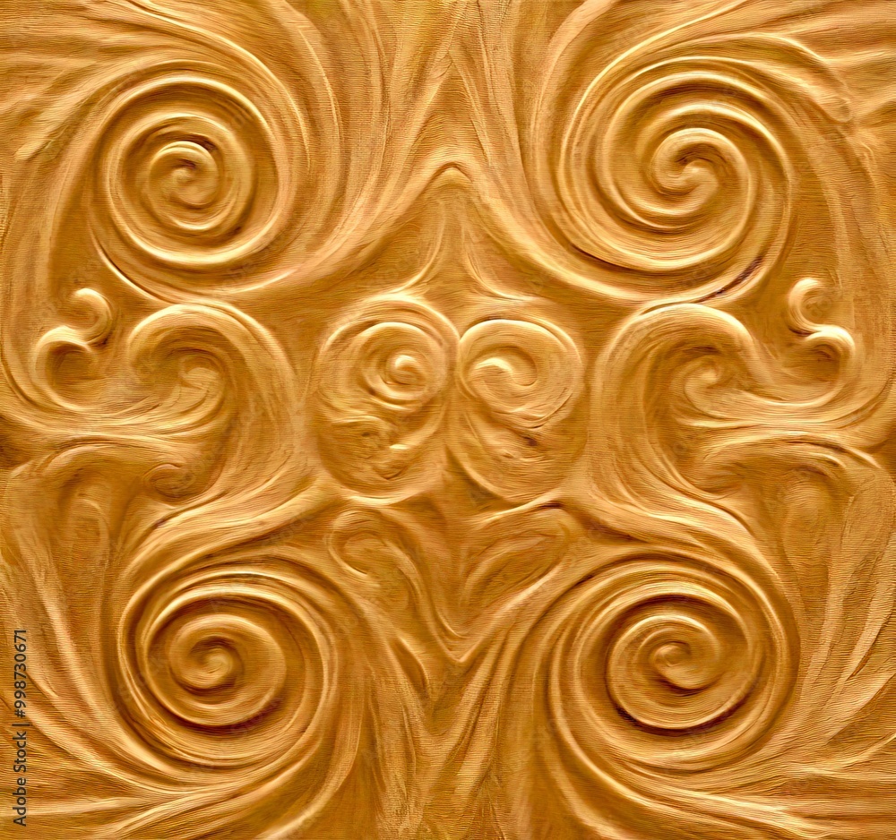 Leinwandbilder a repeating pattern of swirling, organic shapes in a light beige color, creating a sense of movement and fluidity