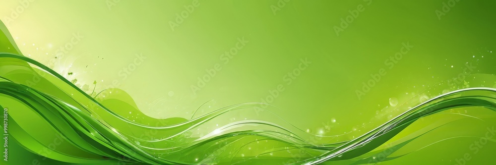 Aufkleber a vibrant, abstract background with a gradient of green and yellow hues The central focus is a wave-like pattern composed of curved lines and splashes of color, creating