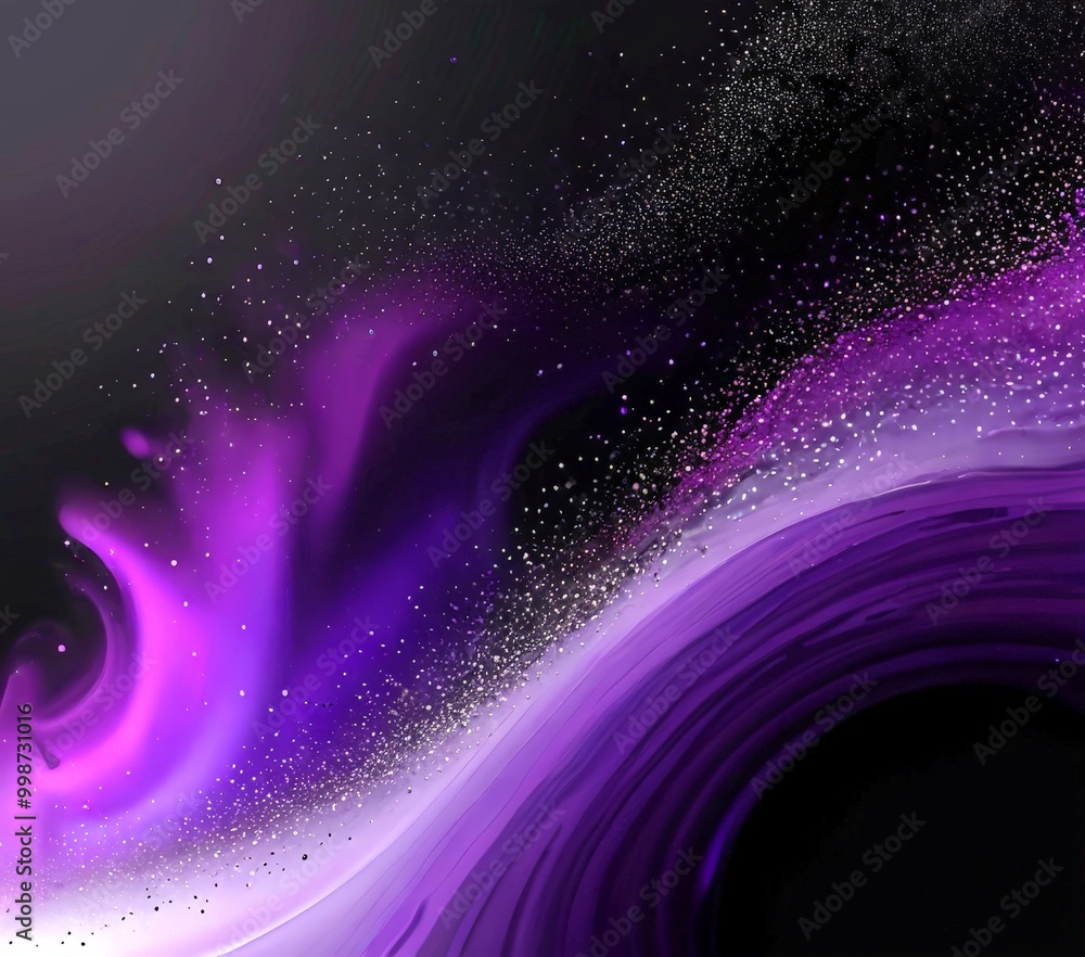 Aufkleber a swirling, abstract pattern of purple and black hues, with white speckles scattered throughout, cre