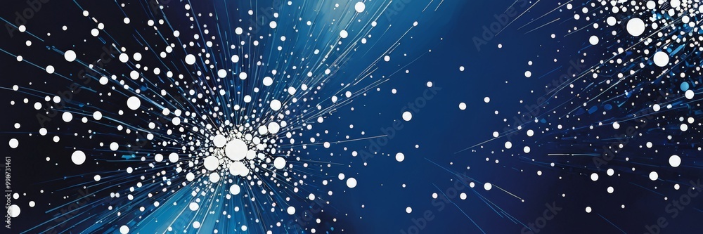 Aufkleber a starburst pattern of white dots against a dark blue background, creating a sense of movement and e