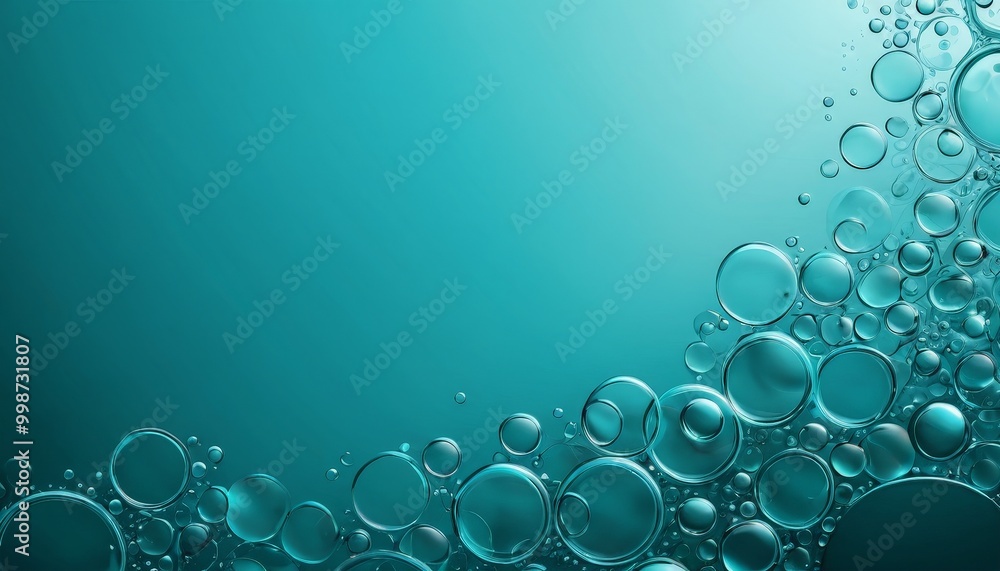 Poster a collection of transparent bubbles in various sizes and shapes, arranged in a diagonal pattern agai