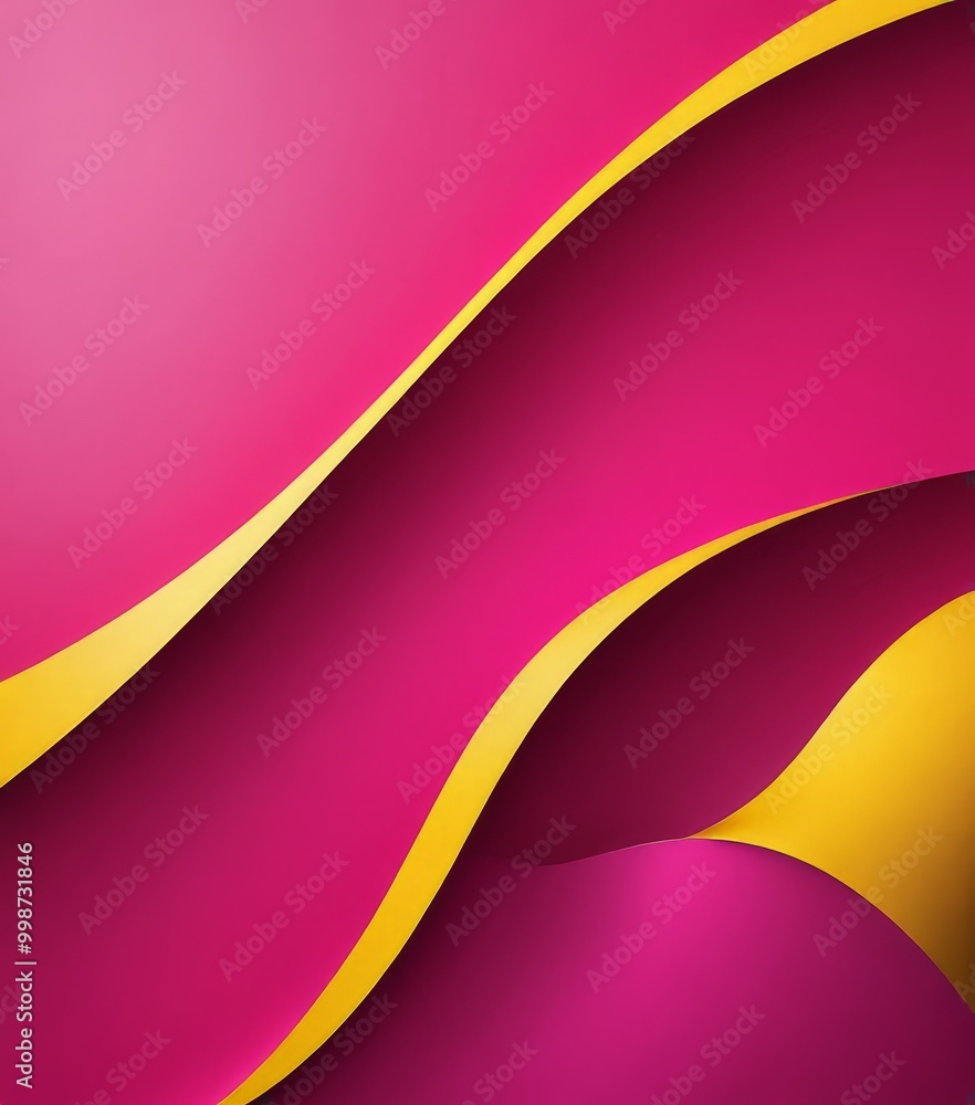 Aufkleber a vibrant abstract composition of overlapping curved lines in pink and yellow, creating a dynamic and visually striking pattern.