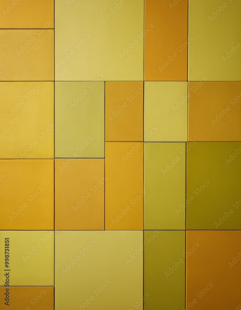 Poster a grid of square tiles in various shades of yellow and green, arranged in a visually appealing pattern
