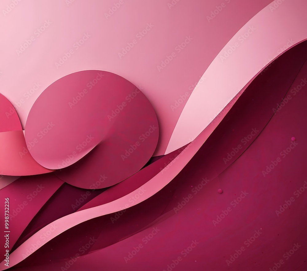 Poster Abstract art featuring overlapping pink and purple shapes, creating a dynamic and visually striking composition