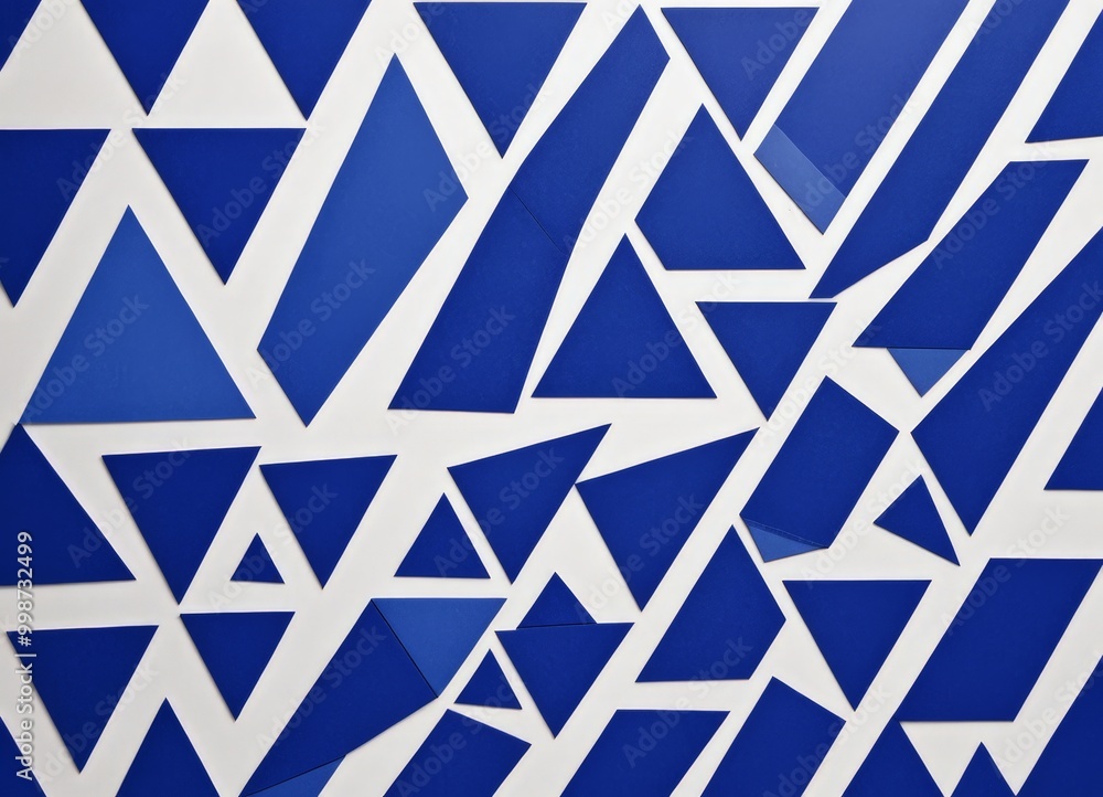 Aufkleber a pattern of blue triangles arranged in a diagonal line across a white background