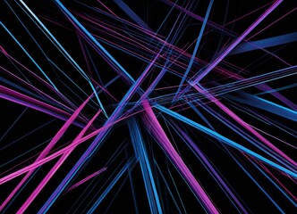 a complex pattern of intersecting lines in various shades of blue, pink, and purple against a black background