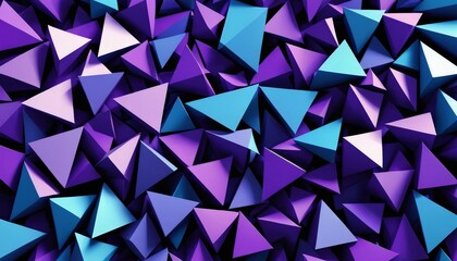Obraz premium A geometric pattern composed of numerous overlapping triangular shapes in various shades of purple and blue, creating a visually striking and abstract design