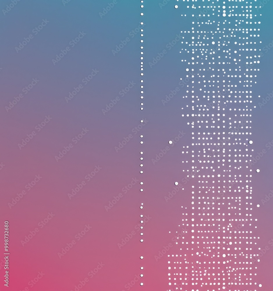 Aufkleber a gradient background transitioning from a deep purple hue at the top to a lighter shade at the bottom, with a vertical line of white dots running diagonally across the