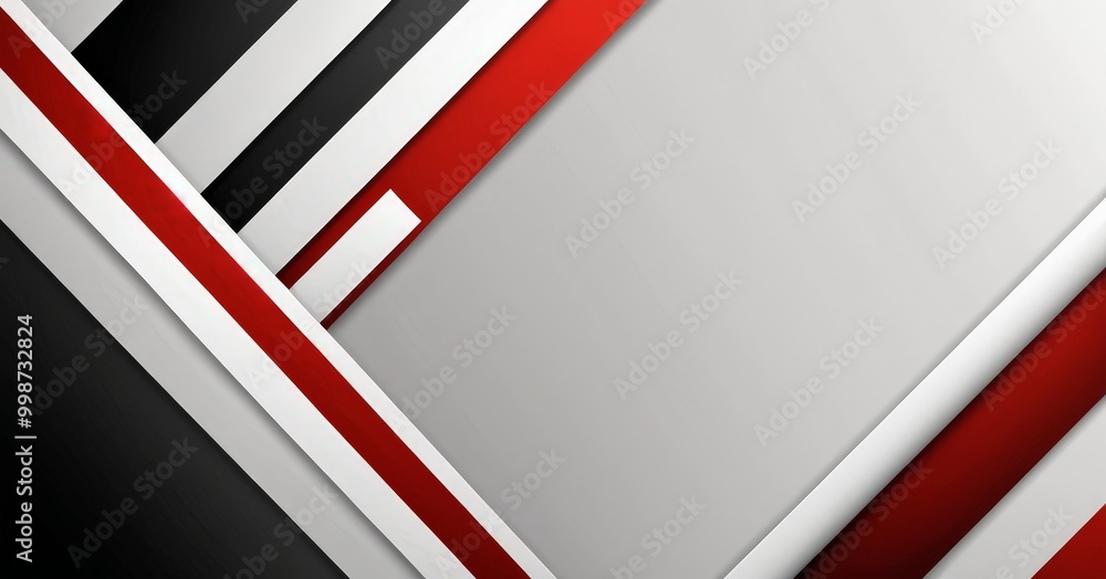 Poster a geometric pattern composed of intersecting diagonal lines in various shades of red, white, and black, creating a visually striking abstract design