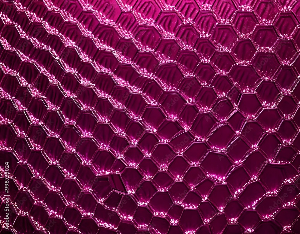Fototapete a close-up view textured purple surface with a repeating hexagonal pattern The pattern is composed of small hexagons arranged in a diagonal grid, creating a sense of