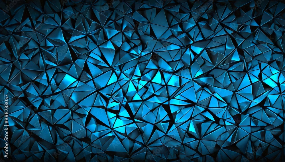 Poster a dark blue abstract pattern composed of numerous triangular shapes, creating a visually striking and intricate design