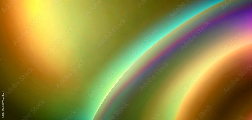 Poster a vibrant abstract composition with a gradient of colors, including yellow, green, blue, and purple,