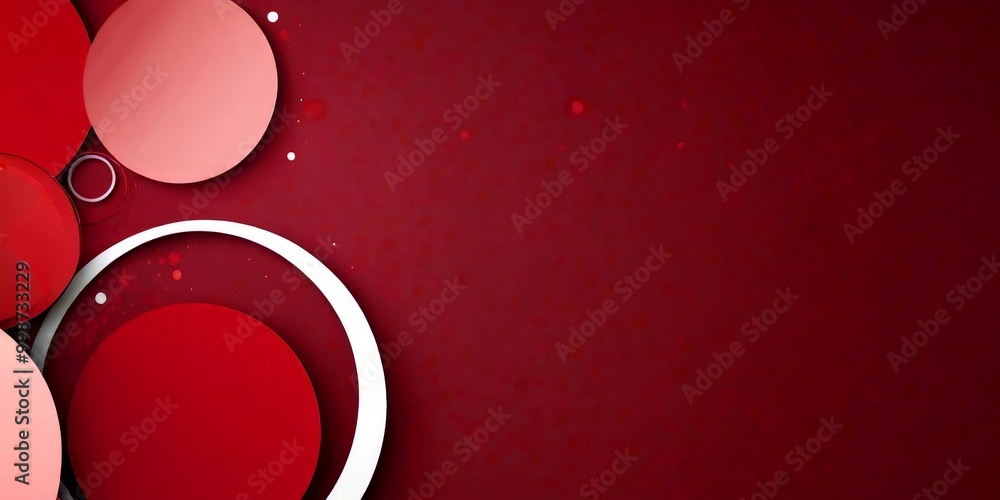 Leinwandbilder a dark red background with a white circle and a pink circle in the top left corner, creating a visua