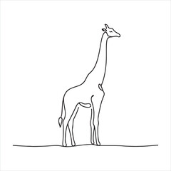 single one line Giraffe silhouette on white background

