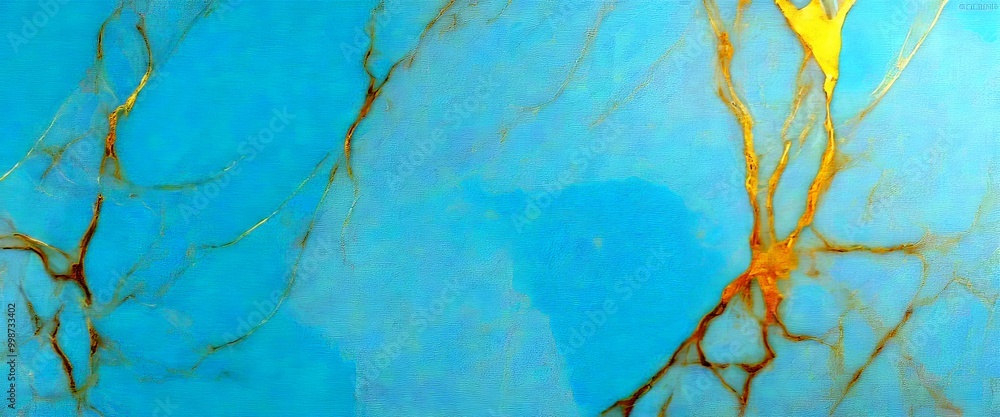 Poster marble texture with gold accents, featuring a light blue background and a subtle golden pattern