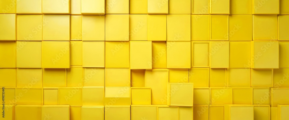 Aufkleber A yellow geometric pattern composed of numerous overlapping cubes, creating a visually striking and abstract background