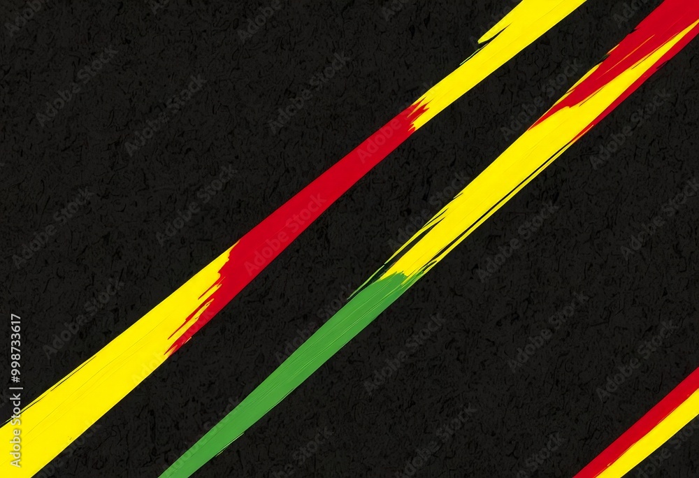 Poster a diagonal line pattern with alternating red and yellow strokes, set against a black background.