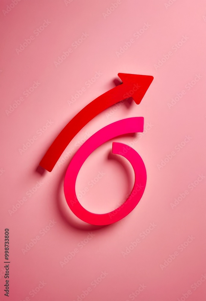 Poster A red arrow pointing upwards and a pink arrow pointing downwards, both forming a loop against a pink background