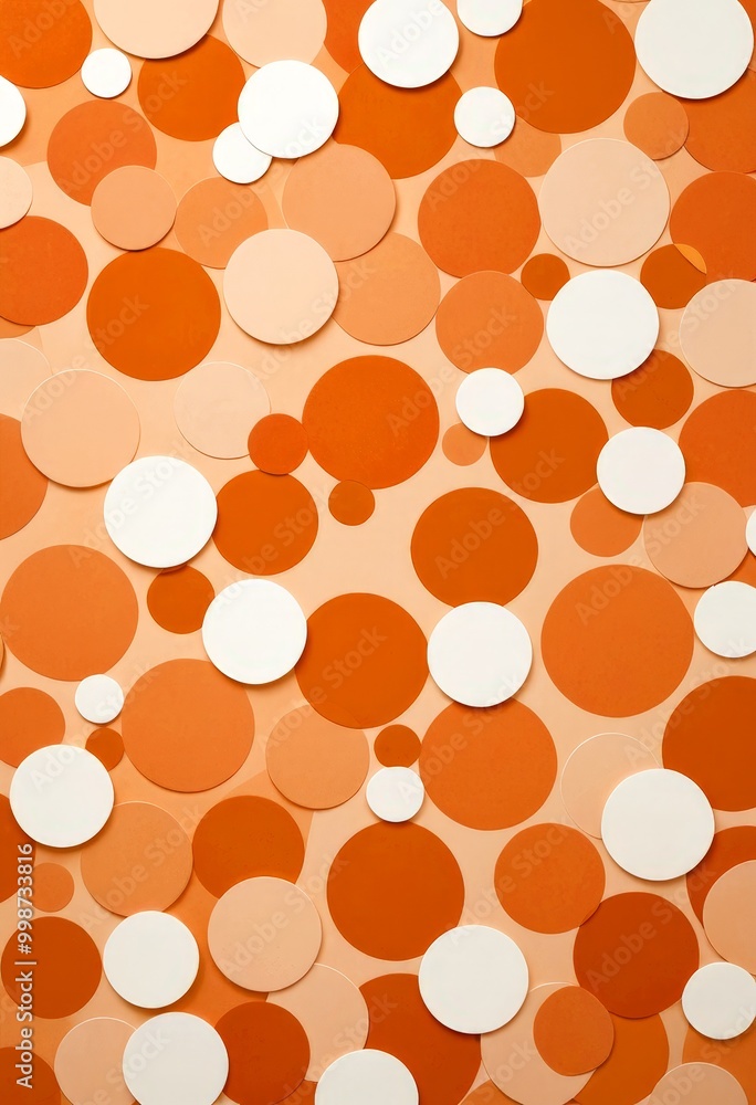 Aufkleber a pattern of overlapping circles in various shades of orange and white, creating a visually striking