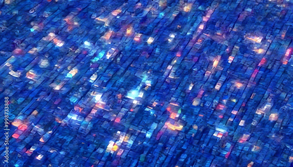 Poster an abstract representation densely populated city, with buildings and structures depicted in a varie