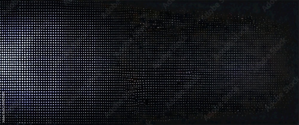 Poster a dark background with a diagonal pattern of small white dots, creating a sense of movement and depth