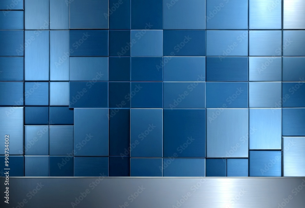 Aufkleber a grid of square tiles in shades of blue, arranged in a uniform pattern The tiles are slightly overlapping, creating a sense of depth and dimension The background is a