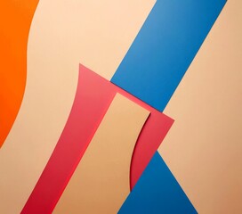 Obraz premium a geometric abstract composition with overlapping shapes in various colors, including pink, blue, orange, and beige