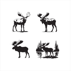 deer silhouette vector illustration, 
