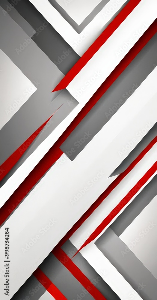 Fototapete a geometric pattern composed of intersecting diagonal lines in various shades of gray and red, creating a visually striking and abstract design.