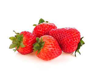 ripe strawberries isolated on a white background.