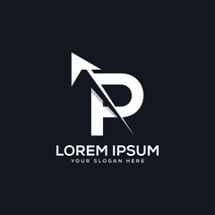Minimal Letter P Arrow logo design concept  illustration. abstract modern p arrow design template.